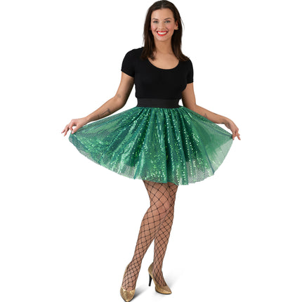 Feestbazaar Rok Pailletten Groen