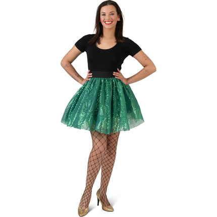 Feestbazaar Rok Pailletten Groen