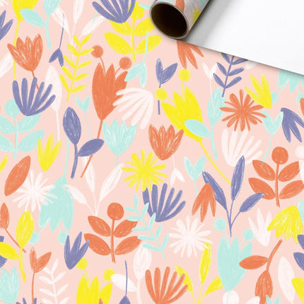 Feestbazaar Rol Cadeaupapier Bloemen Roze