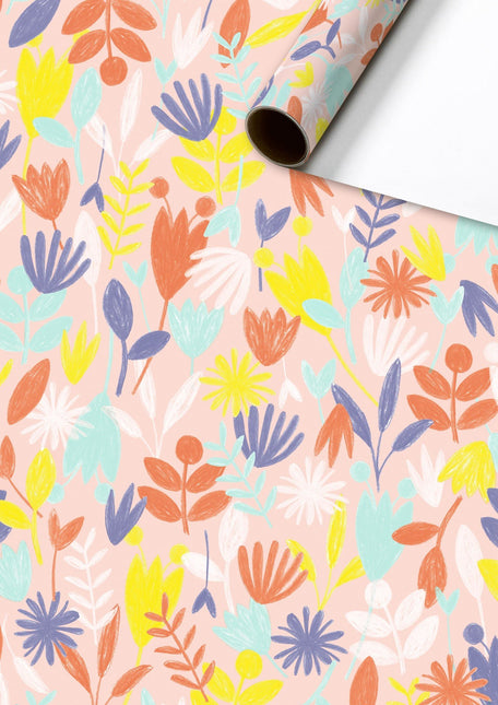 Feestbazaar Rol Cadeaupapier Bloemen Roze