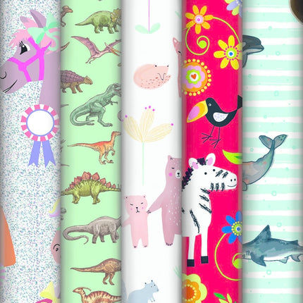 Feestbazaar Rol Cadeaupapier Jungledieren rood