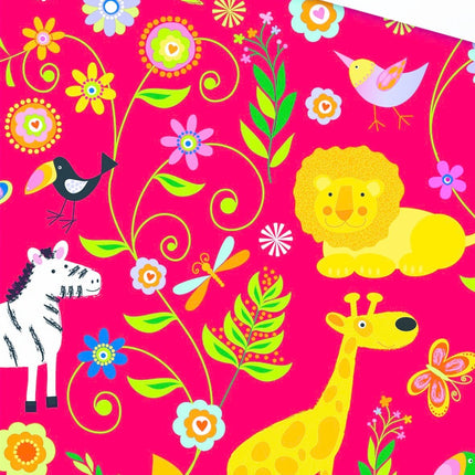 Feestbazaar Rol Cadeaupapier Jungledieren rood