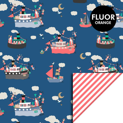 Feestbazaar Rol Cadeaupapier Sint Pakjesboot Blue - Stripes (3m)