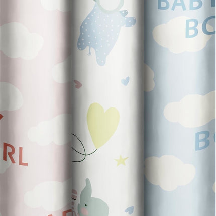 Feestbazaar Rol inpakpapier Baby Boy wolkjes