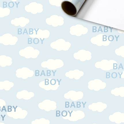 Feestbazaar Rol inpakpapier Baby Boy wolkjes