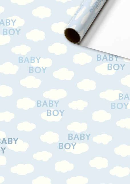 Feestbazaar Rol inpakpapier Baby Boy wolkjes