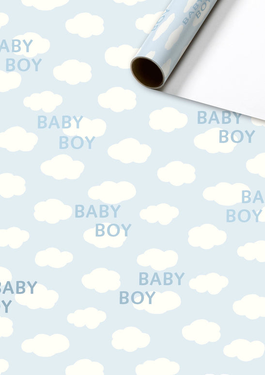 Feestbazaar Rol inpakpapier Baby Boy wolkjes