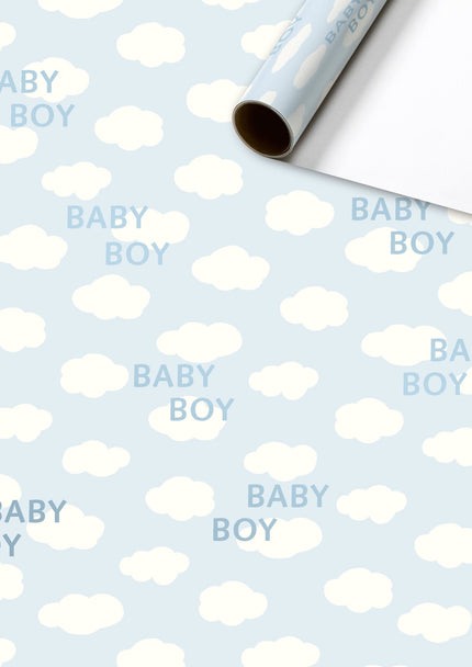 Feestbazaar Rol inpakpapier Baby Boy wolkjes