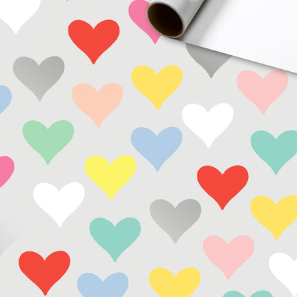 Feestbazaar Rol Inpakpapier gekleurde hartjes