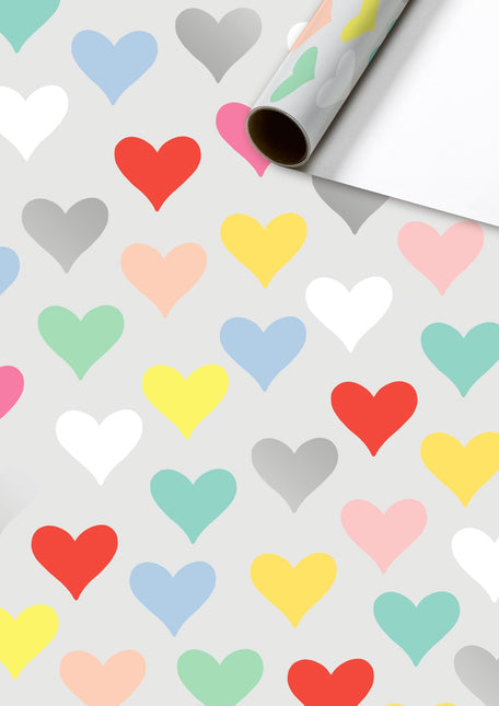 Feestbazaar Rol Inpakpapier gekleurde hartjes