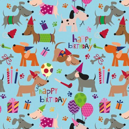 Feestbazaar Rol Inpakpapier Happy Birthday Dogs