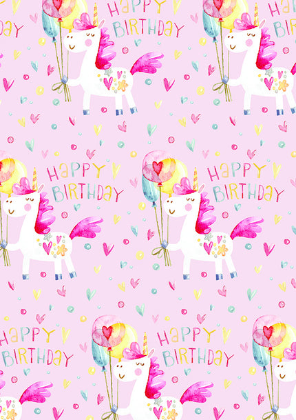 Feestbazaar Rol Inpakpapier Happy Birthday Eenhoorn