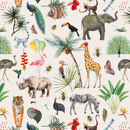 Feestbazaar Rol Inpakpapier Jungle Dieren en Planten