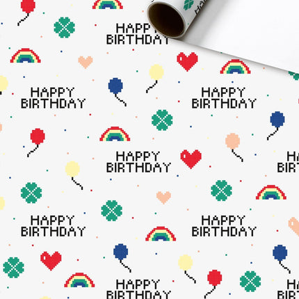 Feestbazaar Rol Inpakpapier Pixels Happy Birthday