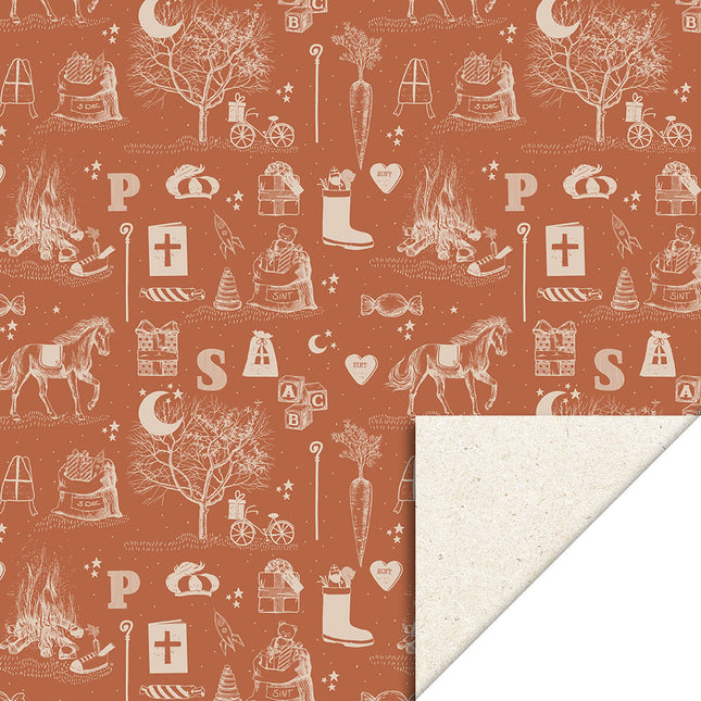 Feestbazaar Rol Kadopapier Sint - Vintage Cognac (3m)