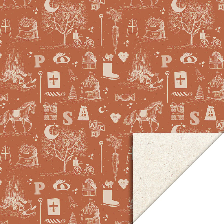 Feestbazaar Rol Kadopapier Sint - Vintage Cognac (3m)