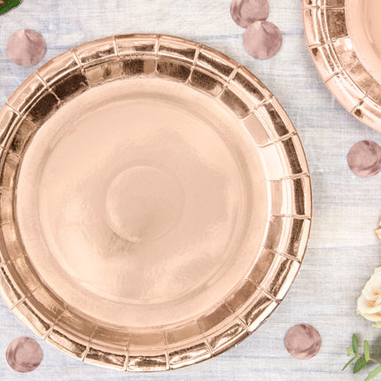 Feestbazaar Ronde feestborden rose goud 6 stuks
