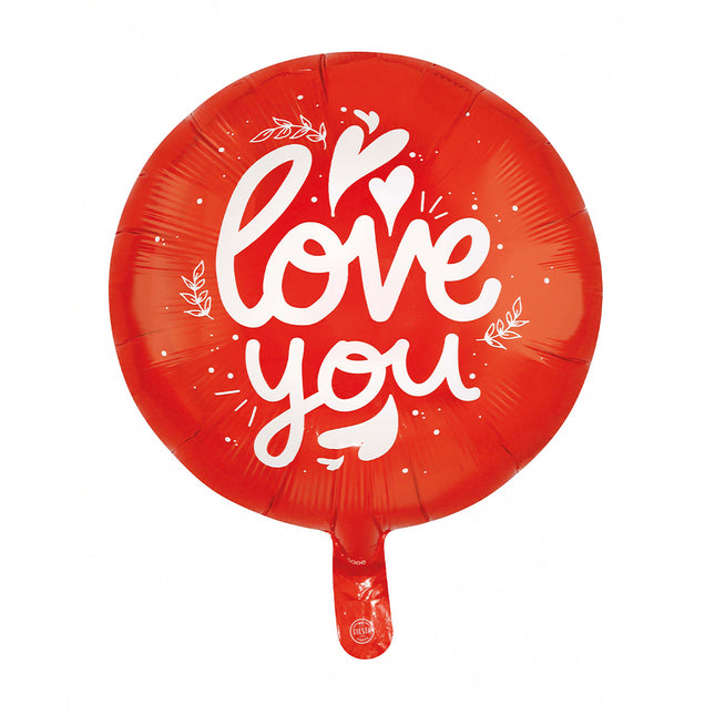 Feestbazaar Ronde I Love You Folieballon Rood (46cm)
