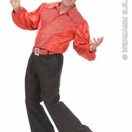 Feestbazaar Rood shirt pailletten man