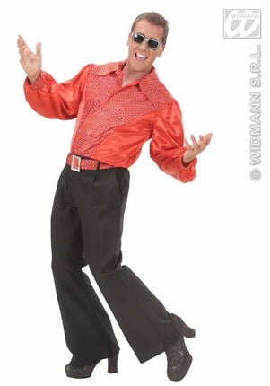 Feestbazaar Rood shirt pailletten man