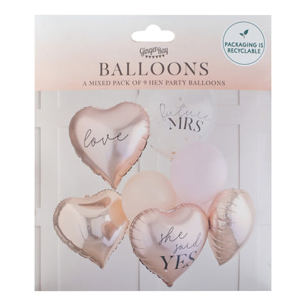Feestbazaar Rose Gouden Ballonnenset Vrijgezellenfeest (9st)