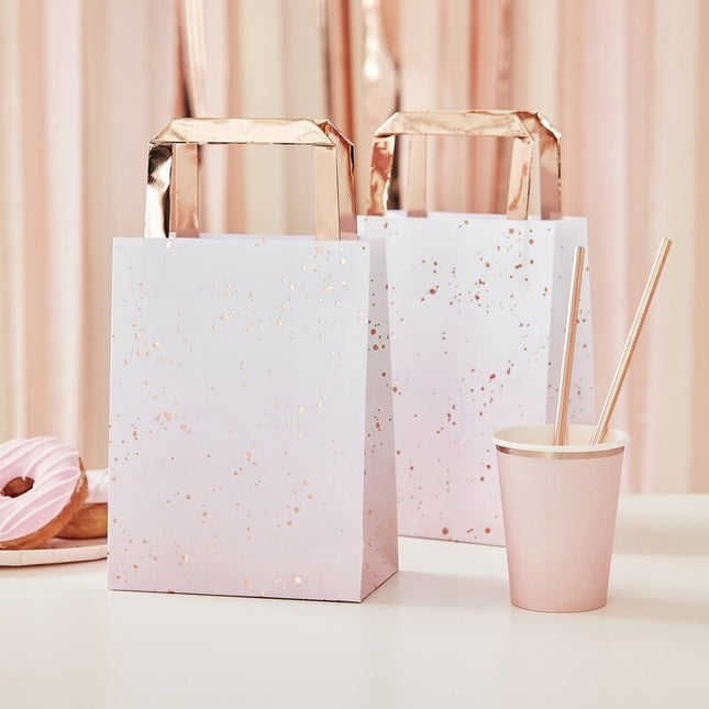 Feestbazaar Rose gouden Party tasjes Stippen glimmend