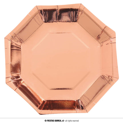 Feestbazaar Rosé Gouden Partybordjes 23cm (6st)