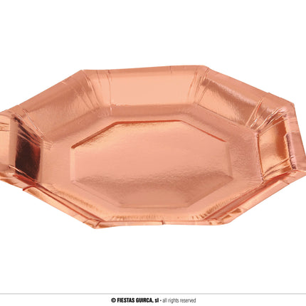 Feestbazaar Rosé Gouden Partybordjes 23cm (6st)