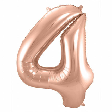 Feestbazaar Rosé Goudkleurige Cijferballon cijfer 4 - 86cm