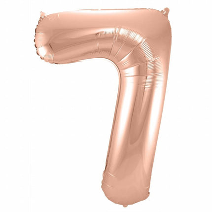 Feestbazaar Rosé Goudkleurige Cijferballon cijfer 7 - 86cm