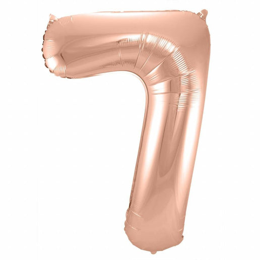 Feestbazaar Rosé Goudkleurige Cijferballon cijfer 7 - 86cm