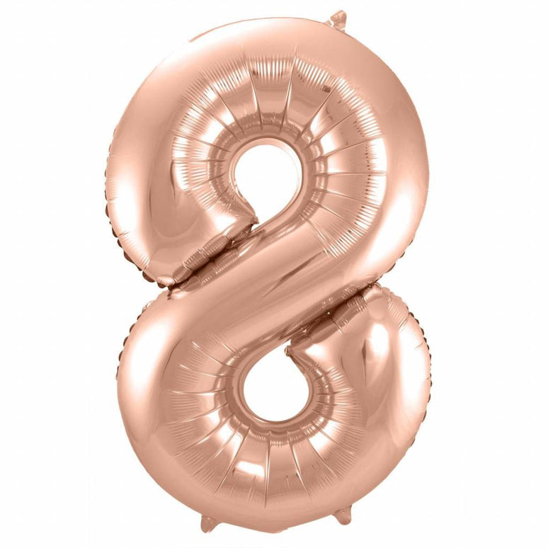 Feestbazaar Rosé Goudkleurige Cijferballon cijfer 8 - 86cm