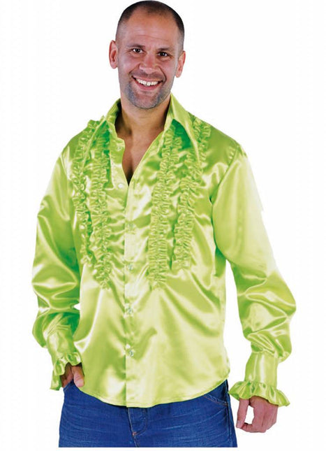 Feestbazaar Rouches blouse fluor groen populair