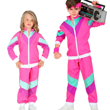 Feestbazaar Roze 80's Party Trainingspak Kind