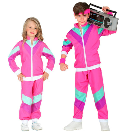 Feestbazaar Roze 80's Party Trainingspak Kind