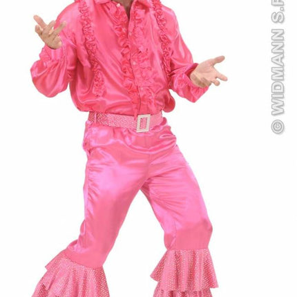 Feestbazaar Roze broek satijn met pailletten man