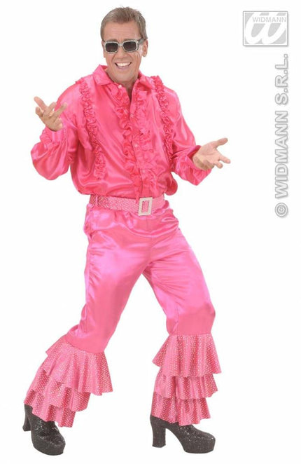Feestbazaar Roze broek satijn met pailletten man