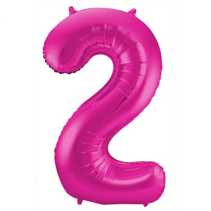 Feestbazaar Roze Folieballon Cijfer 2 - 86 cm