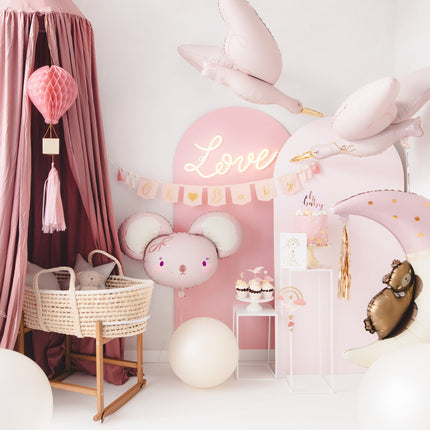 Feestbazaar Roze Geboorte Banner 'Oh Baby' Met Tassels (2,5m)