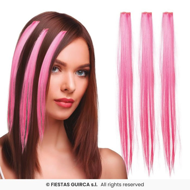 Feestbazaar Roze Hair Extensions 50cm (3st)