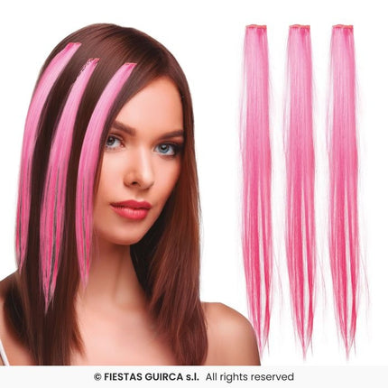 Feestbazaar Roze Hair Extensions 50cm (3st)
