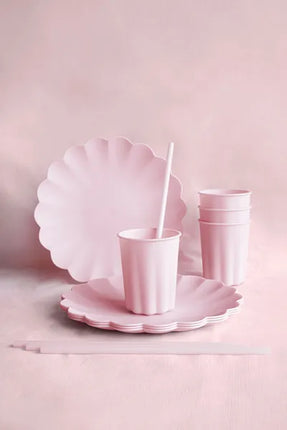 Feestbazaar Roze Kunststof Borden Kartelrand 22cm (4st)