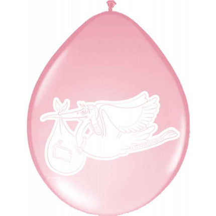 Feestbazaar Roze ooievaar ballonnen - 8 stuks