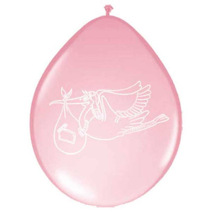 Feestbazaar Roze ooievaar ballonnen - 8 stuks