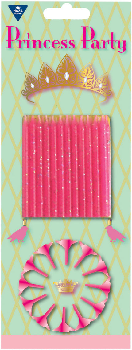 Feestbazaar Roze Prinsessen Kaarsjes - 12 Stuks