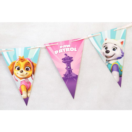Feestbazaar Roze vlaggenlijn Paw Patrol © 190 cm