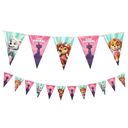 Feestbazaar Roze vlaggenlijn Paw Patrol © 190 cm