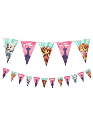 Feestbazaar Roze vlaggenlijn Paw Patrol © 190 cm