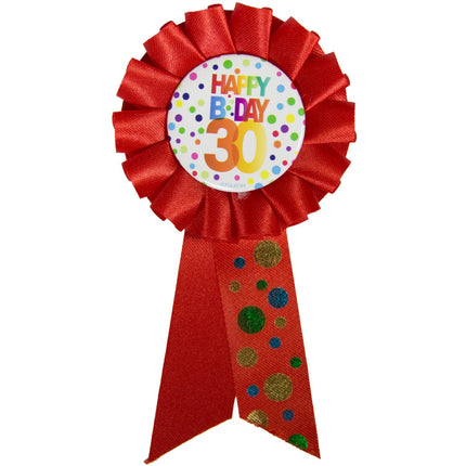 Feestbazaar Rozet 30 Jaar Happy Birthday Stippen