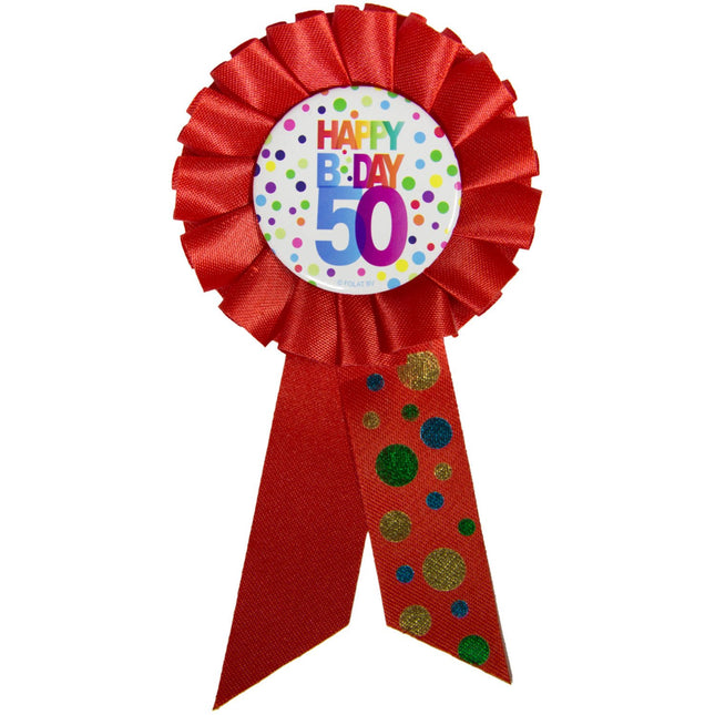Feestbazaar Rozet 50 Jaar Stippen Regenboog